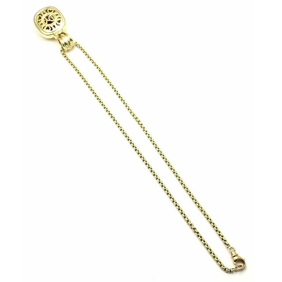 David Yurman Cable 18k Yellow Gold Amethyst Diamond Large Pendant Chain Necklace - Picture 7 of 9